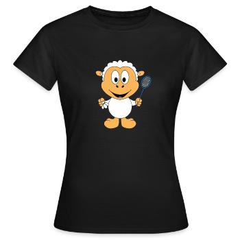 SCHAF - FEDERBALL - BADMINTON - SPORT - TIER - Frauen T-Shirt - Schwarz - Vorne - AI Model Female 172 dark (172cm)