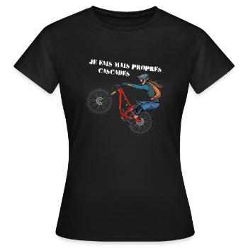 je fais mais propres cascades - T-shirt Femme - noir - Devant - AI Model Female 172 dark (172cm)