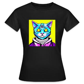 Illustration eines Katzenporträts, Vektor - Frauen T-Shirt - Schwarz - Vorne - AI Model Female 172 dark (172cm)