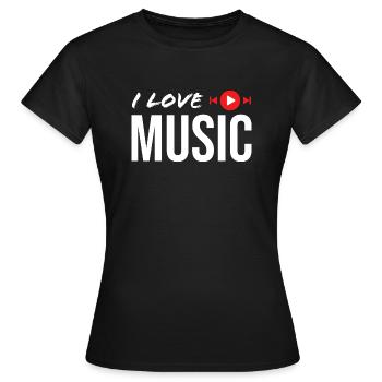 I LOVE MUSIC - Frauen T-Shirt - Schwarz - Vorne - AI Model Female 172 dark (172cm)