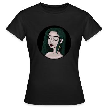 Frau mit grünen Haaren - Frauen T-Shirt - Schwarz - Vorne - AI Model Female 172 dark (172cm)