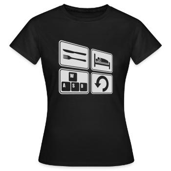 Repeat computer gaming daily - Women's T-Shirt - black - Front - AI Model Female 172 dark (172cm)