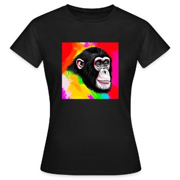 Illustration eines Porträts eines Schimpansen - Frauen T-Shirt - Schwarz - Vorne - AI Model Female 172 dark (172cm)