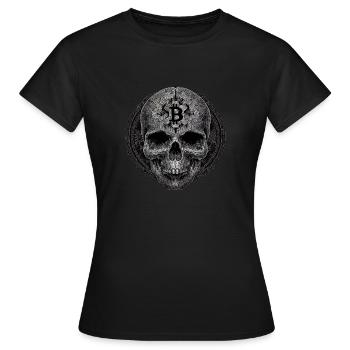 Fusion von Tod und Bitcoin - Frauen T-Shirt - Schwarz - Vorne - AI Model Female 172 dark (172cm)