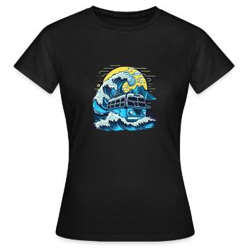 Fusion von Bus und Welle - Frauen T-Shirt - Schwarz - Vorne - AI Model Female 172 dark (172cm)