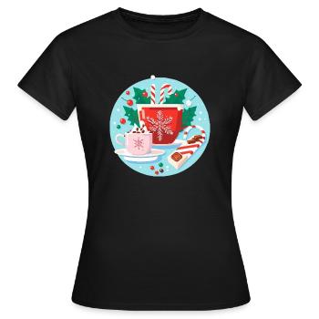 Cacao et bonbons pour Noël - T-shirt Femme - noir - Devant - AI Model Female 172 dark (172cm)