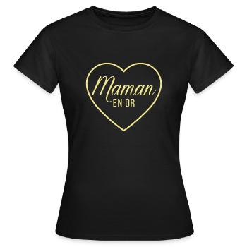 Cadeau maman en or. - T-shirt Femme - noir - Devant - AI Model Female 172 dark (172cm)