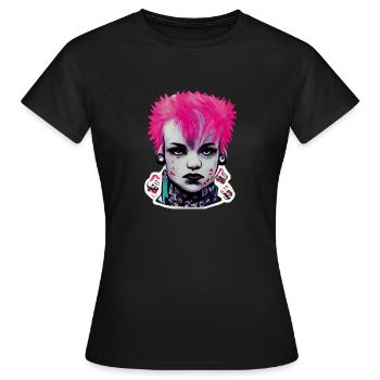 Punk sticker art - T-shirt Femme - noir - Devant - AI Model Female 172 dark (172cm)