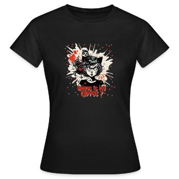 Trash Polka Wo ist mein Kaffee - Frauen T-Shirt - Schwarz - Vorne - AI Model Female 172 dark (172cm)