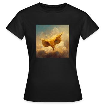 Aufsteigender Goldener Vogel - Frauen T-Shirt - Schwarz - Vorne - AI Model Female 172 dark (172cm)