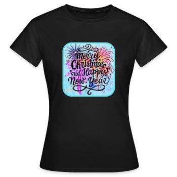 Bonne année, thème coloré. - T-shirt Femme - noir - Devant - AI Model Female 172 dark (172cm)