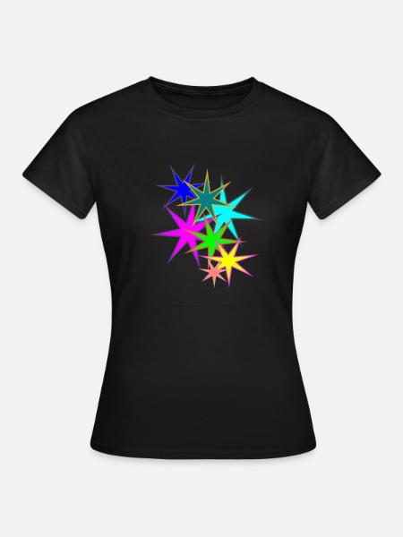 bunte Sterne - Frauen T-Shirt - Schwarz