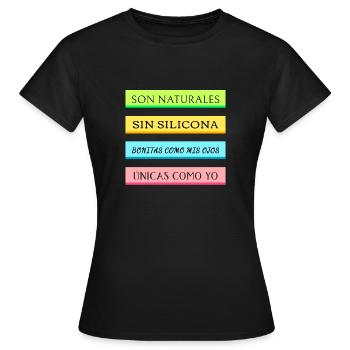 Ils sont naturels et sans silicone 1 - T-shirt Femme - noir - Devant - AI Model Female 172 dark (172cm)