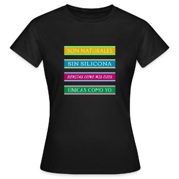 Ils sont naturels et sans silicone 2 - T-shirt Femme - noir - Devant - AI Model Female 172 dark (172cm)