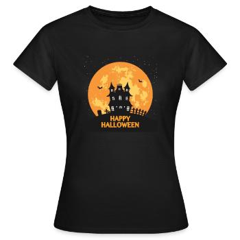 Happy Halloween haunted house - Women's T-Shirt - black - Front - AI Model Female 172 dark (172cm)