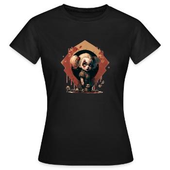 Quinn Dämonenmädchen mit Totenköpfen - Frauen T-Shirt - Schwarz - Vorne - AI Model Female 172 dark (172cm)