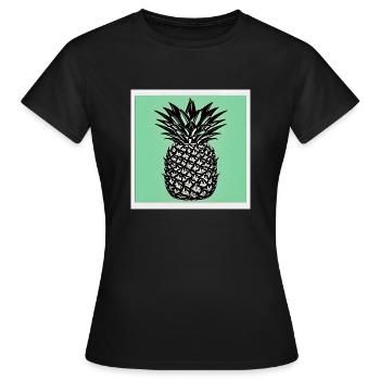 Pineapple with green background - Women's T-Shirt - black - Front - AI Model Female 172 dark (172cm)