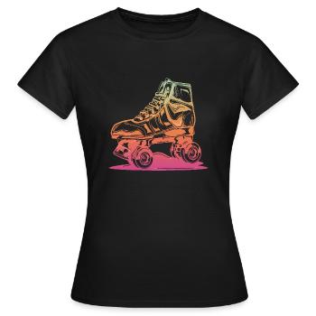 rollerblades patins rollers rollerskates retro - T-shirt Femme - noir - Devant - AI Model Female 172 dark (172cm)