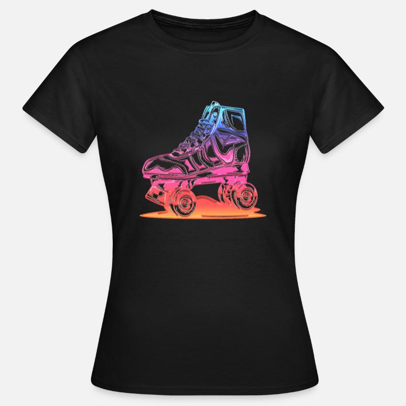 rollerblades patins rollers rollerskates retro - T-shirt Femme - noir