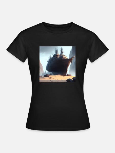 Schiff in der Wüste - Frauen T-Shirt - Schwarz