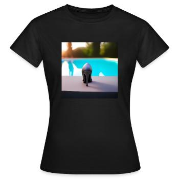 Highheel on the Poolside - Frauen T-Shirt - Schwarz - Vorne - AI Model Female 172 dark (172cm)