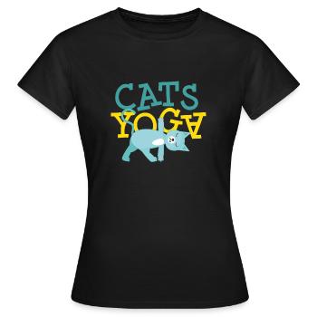 Chats Yoga Chat Ami - T-shirt Femme - noir - Devant - AI Model Female 172 dark (172cm)