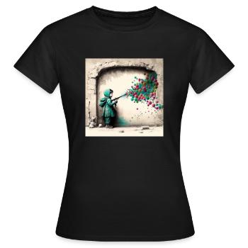 Child Bubble Gun Street Art - Women's T-Shirt - black - Front - AI Model Female 172 dark (172cm)