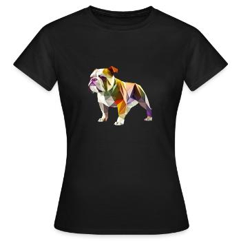 Origami Geometrie Bulldog bunt modern arty - Frauen T-Shirt - Schwarz - Vorne - AI Model Female 172 dark (172cm)