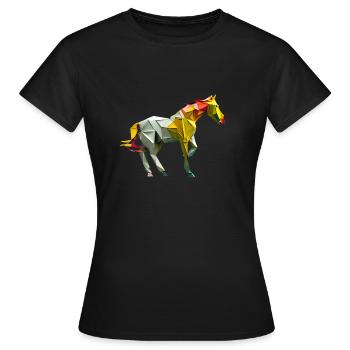 origami géométrie cheval coloré moderne arty - T-shirt Femme - noir - Devant - AI Model Female 172 dark (172cm)