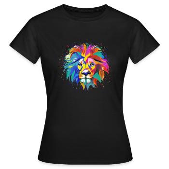 Multicolored quantum mosaic lion - Women's T-Shirt - black - Front - AI Model Female 172 dark (172cm)