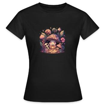 Cottage Core Mushroom - Women's T-Shirt - black - Front - AI Model Female 172 dark (172cm)