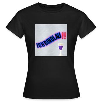 Blau - Frauen T-Shirt - Schwarz - Vorne - AI Model Female 172 dark (172cm)