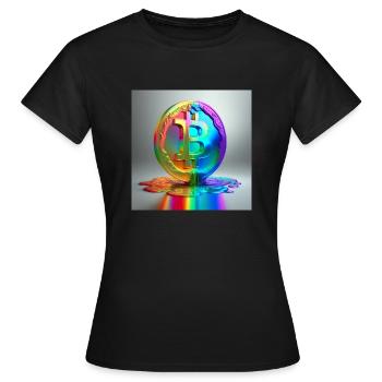 Bitcoin Symbol in farbenfrohem Design HD - Frauen T-Shirt - Schwarz - Vorne - AI Model Female 172 dark (172cm)