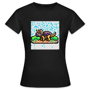 Triceratops pixel art - T-shirt Femme - noir - Devant - AI Model Female 172 dark (172cm)
