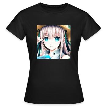 Anime Girl with Blue Eyes - Women's T-Shirt - black - Front - AI Model Female 172 dark (172cm)