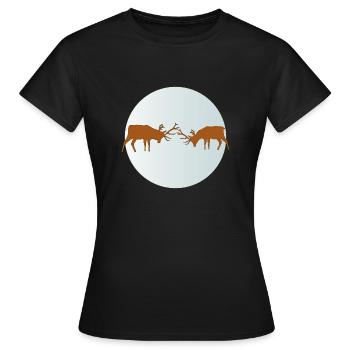 hirsche kampf 01 - Frauen T-Shirt - Schwarz - Vorne - AI Model Female 172 dark (172cm)