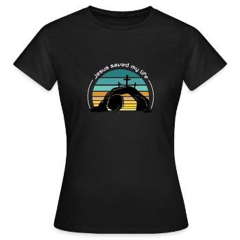 Jésus m’a sauvé la vie - T-shirt Femme - noir - Devant - AI Model Female 172 dark (172cm)