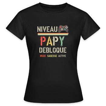 Niveau Papy débloqué vintage - T-shirt Femme - noir - Devant - AI Model Female 172 dark (172cm)