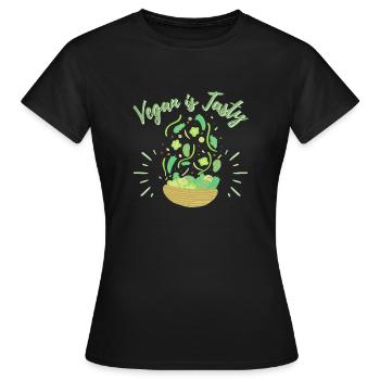 Vegan ist lecker - Frauen T-Shirt - Schwarz - Vorne - AI Model Female 172 dark (172cm)