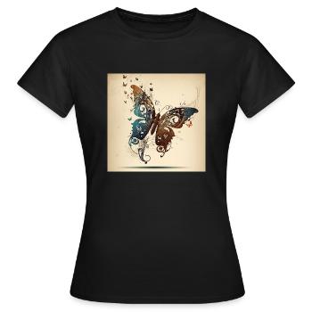 Schmetterling, Notizen - Frauen T-Shirt - Schwarz - Vorne - AI Model Female 172 dark (172cm)