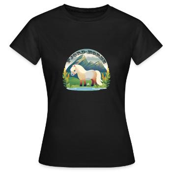 Norwegian fjord horse on grass horses - Women's T-Shirt - black - Front - AI Model Female 172 dark (172cm)