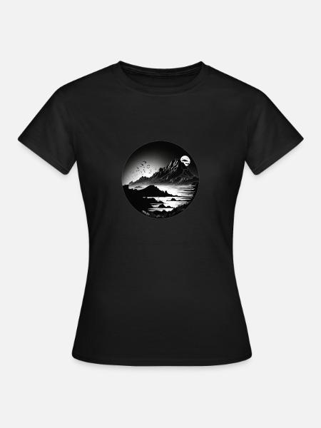 Black White Mountain - Frauen T-Shirt - Schwarz