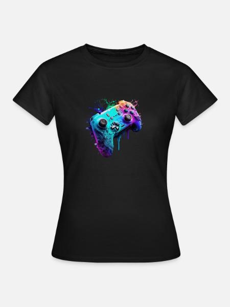Neon Gaming Controller / Kontroller - Frauen T-Shirt - Schwarz
