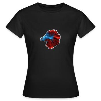 Combattant (Betta splendens) - T-shirt Femme - noir - Devant - AI Model Female 172 dark (172cm)