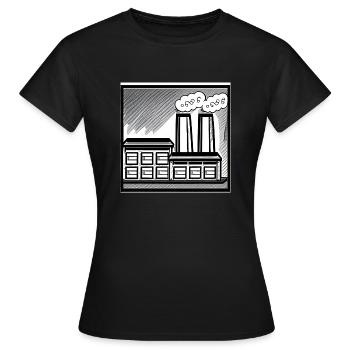 Fabrik mit Rauch - Frauen T-Shirt - Schwarz - Vorne - AI Model Female 172 dark (172cm)