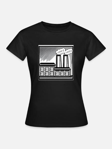 Fabrik mit Rauch - Frauen T-Shirt - Schwarz