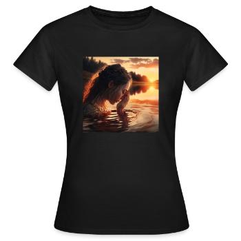 Photo d'une femme qui se baigne - T-shirt Femme - noir - Devant - AI Model Female 172 dark (172cm)