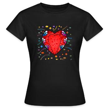 Cœur - T-shirt Femme - noir - Devant - AI Model Female 172 dark (172cm)