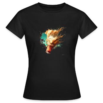 Bier Schaum Explosion im Sommer - Frauen T-Shirt - Schwarz - Vorne - AI Model Female 172 dark (172cm)