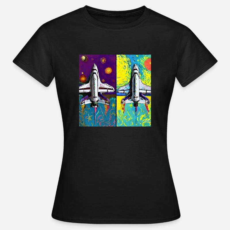 navette spatiale van gogh - T-shirt Femme - noir